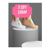 Enefendi 2 Çift Babet Çorap Görünmez Çorap Spor Yoga Pilates Sneakers Kaymaz Silikon Taban 36-40 Beyaz Krem