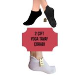 Enefendi Yoga Çorap 2 Çift Pilates Tavaf Kaymaz Silikon Taban Pamuklu Kadın Çorabı Dikişsiz Siyah Beyaz