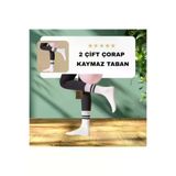 ENEFENDİ YOGAÇORABI 2 Çift Yoga Pilates Çorabi Kadin Kaymaz Silikon Taban Pamuklu Soket Tenis Çorap Alti Havlulu Beyaz.