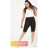 enENSTYLE FASHION BOUTIQUE Kadın Siyah Konfor Modeli Yazlık Yüksek Belli Push Up Kısa Yarım Şort Kapri Biker Tayt