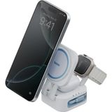Energea X Bazic GoMag Station Mini 3in1 Katlanabilir - 15W Telefon Saat Masaüstü Hızlı Şarj Standı - Beyaz