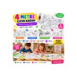 Enerji ambalaj Çocuklar İçin 4 Metre Boyama ve Çizim Kağıdı – 4 Farklı Desen – 35 cm Genişlik – Eğitici Aktivite Rulosu