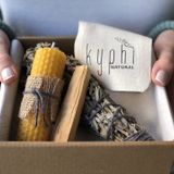 Enerji Başlangıç Seti: Palo Santo Tütsü - Balmumu Mum - Adaçayı Tütsü Demeti