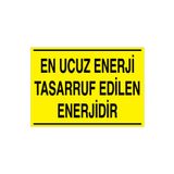 Enerji Tasarruf Edilen Enerjidir Uyarı Tabelası - 70x100 Alüminyum Kompozit Panel - TAS7