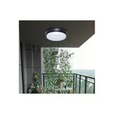 Enerji Tasarruflu Yuvarlak Balkon Ve Teras Lambası, 15W Beyaz Işık (Siyah)