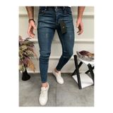 ENERJİN Erkek Jeans Slim Fit Likralı Yeşil Tintli Tırnaklı Pantolon