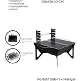 Enerjivar Katlanabilir Mangal Çantalı 40X40X40 cm – Portatif Sac Metal Kamp Mangal Lazer Kesim