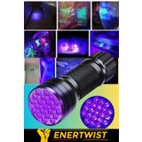 Enertwist Uv 21 Led Fener Ultraviyole Fener Mor Uv Işık Lamba Siyah UV