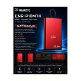 Enerx ENR-P10MTK Powerbank 10000 Mah 22.5W Hızlı Şarj, Dahili Type-C Kablolu Yeni Nesil Metal Kasa Taşınabilir Şarj Cihazı - Kırmızı