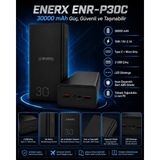 Enerx ENR-P30C 30.000 mAh Taşınabilir Şarj Cihazı 2.1A Çıkış Gücü ve Çoklu Cihaz Uyumu LED Göstergeli Powerbank - Siyah