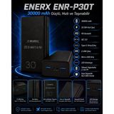 Enerx Enr-P30t 30.000 Mah 22.5 Watt Led Göstergeli Powerbank Siyah