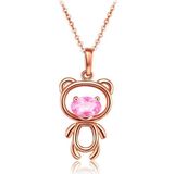 Enesstore Ayıcık Gümüş Minik Rose Renk Pembe Taşlı Kadın Kolye
