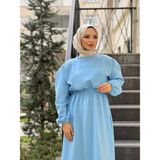 Enfa Butik Tesettür Scuba Elbise - Bebe Mavi - 36 - 38