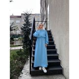 Enfa Butik Tesettür Scuba Elbise - Bebe Mavi - 44 - 46