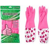 Enfa ENF-1399 Su Geçirmez Uzun Kollu L Çiçek Desen Silikon Eldiven Mutfak Banyo - 10'li Paket