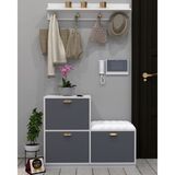 Enfa Store Cardenas Portmanto,ayakkabılık,mdf,çok Amaçlı Dolap,minderli Portmanto,sedirli Portmanto,minderli Ayakkabılık,sedirli Ayakkabılık - Antrasit - Gri - Beyaz