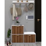 Enfa Store Cardenas Portmanto,ayakkabılık,mdf,çok Amaçlı Dolap,minderli Portmanto,sedirli Portmanto,minderli Ayakkabılık,sedirli Ayakkabılık - Beyaz - Ceviz