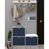 Enfa Store Cardenas Portmanto,ayakkabılık,mdf,çok Amaçlı Dolap,minderli Portmanto,sedirli Portmanto,minderli Ayakkabılık,sedirli Ayakkabılık - Mavi - Beyaz