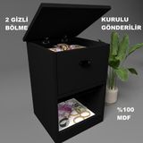 Enfa Store Iki Gizli Bölmeli Mdf Komodin,kurulu Gönderilir,montaja Gerek Yok - Siyah