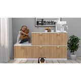 Enfa Store Puflu Kahve Köşesi Mdf, Çok Amaçlı Dolap,mutfak Dolabı - Beyaz - Ceviz