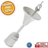 Enfe Naturals Muhafazalı Korumalı Asma Askı Porselen Askılı Tij Duy Takımı Tavan Lamba Tutucu Duyu Başlı - 10 - 20 W - Beyaz - Sarı - Günışığı