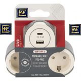 Enfe_topraklı Ikili Fiş Priz 1xusb + 1xtypec Golyat Tipi Masaüstü Gömmeli Şık Tasarım Priz Çoğaltıcı - Beyaz