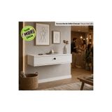 ENG AHŞAP Duvara Monte Dresuar 80x25x20 cm | Beyaz MDF | Kapaklı Asma Konsol | Minimal Tasarım