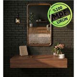 Eng Ahşap Makyaj Masası Dresuar Mdf Çekmeceli Duvara Montajlı Dolap 80CM - Kahverengi