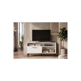 ENG AHŞAP Modern Beyaz TV Ünitesi 120 cm - Ayaklı ve Duvara Monte Edilebilir Çift Yönlü Kullanım