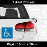 Engelli Araci Sticker 2Adet - Araba Kask Motosiklet Laptop Tablet Pc Atv Uyumlu Sticker 2 Adet