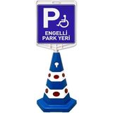 Engelli Park Yeri Çift Taraf Baskı Mavi Ultra Kedi Gözlü Ağırlıklı Koni Seti Trafik Dubası