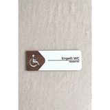 Engelli Wc Kapı Tabelası – Mdf Tuvalet Yönlendirme Levhası | 19X7 cm Çift Katmanlı