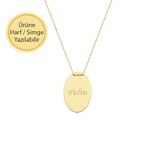 Engin Gold 14 Ayar Altın Oval Plaka Kolye