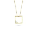 Engin Gold 14 Ayar Altın Swarovski Taşlı Kare Kolye