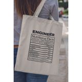 Engineer Nutrition Facts Mühendis Hediyelik Baskılı %100 Pamuklu Ham Bez Bej Çanta