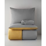 English Home 54087007 Plain Pamuk Çarşaflı Çift Kişilik Nevresim Takımı 200X220 Cm Gri-Sarı