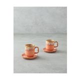 English Home Alicent Seramik 4 Parça 2 Kişilik Double Kahve Fincan Takımı 150 ml Açık Turuncu