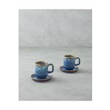 English Home Alicent Seramik 4 Parça 2 Kişilik Double Kahve Fincan Takımı 150 ml Mavi