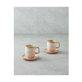 English Home Alicent Seramik 4 Parça 2 Kişilik Double Kahve Fincan Takımı 150 ml Pudra