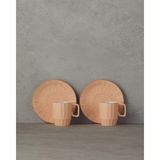 English Home Angely 4 Parça Somon Renkli New Bone China Desenli Kahve Fincan Takımı - Açık Pembe
