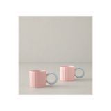 English Home Angled New Bone China 2 Parça 2 Kişilik Kahve Fincan Takımı 90 Ml Açık Pembe