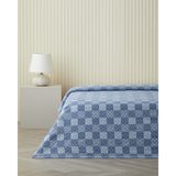English Home Azule Baskılı Pamuklu Tek Kişilik Pike 150X220 cm Mavi - Açık Mavi