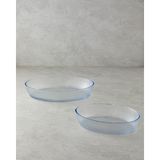 English Home Bake&serve Cam 2’li Oval Fırın Kabı 24X35-18X26 cm Şeffaf - 18 x 26 cm