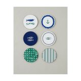English Home Blue Depth Ahşap 6'lı Bardak Altlığı 9,5 cm Mavi - Yeşil