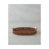 English Home Boho Plastik Rattan Tepsi 26x26x3 cm Kahverengi