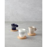 English Home Bona Stoneware 6 Parça 3 Kişilik Kahve Fincan Takımı 70 ml Siyah-Beyaz-Bej - Siyah - Beyaz