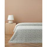 English Home Botanica Baskılı Pamuklu Tek Kişilik Pike 150X220 cm Mavi - Mavi - Bej