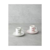 English Home Bowsie Bone Porselen 4 Parça 2 Kişilik Kahve Fincan Takımı 90 ml Kırmızı - Yeşil
