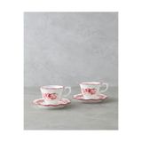 English Home Carmine Porselen 4 Parça 2 Kişilik Çay Fincanı Takımı 200 ml Kırmızı - Beyaz