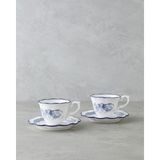 English Home Carmine Porselen 4 Parça 2 Kişilik Çay Fincanı Takımı 200 ml Lacivert-Beyaz - Lacivert - Beyaz